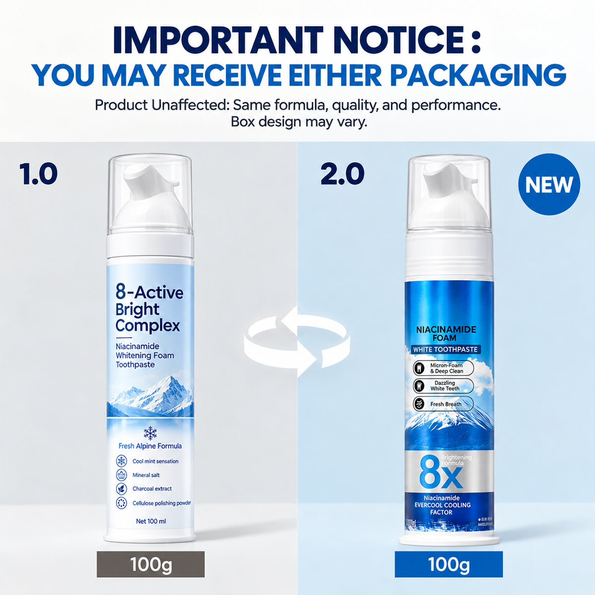 Insideefy"8X NiacinamideFoaming WhiteningToothpaste