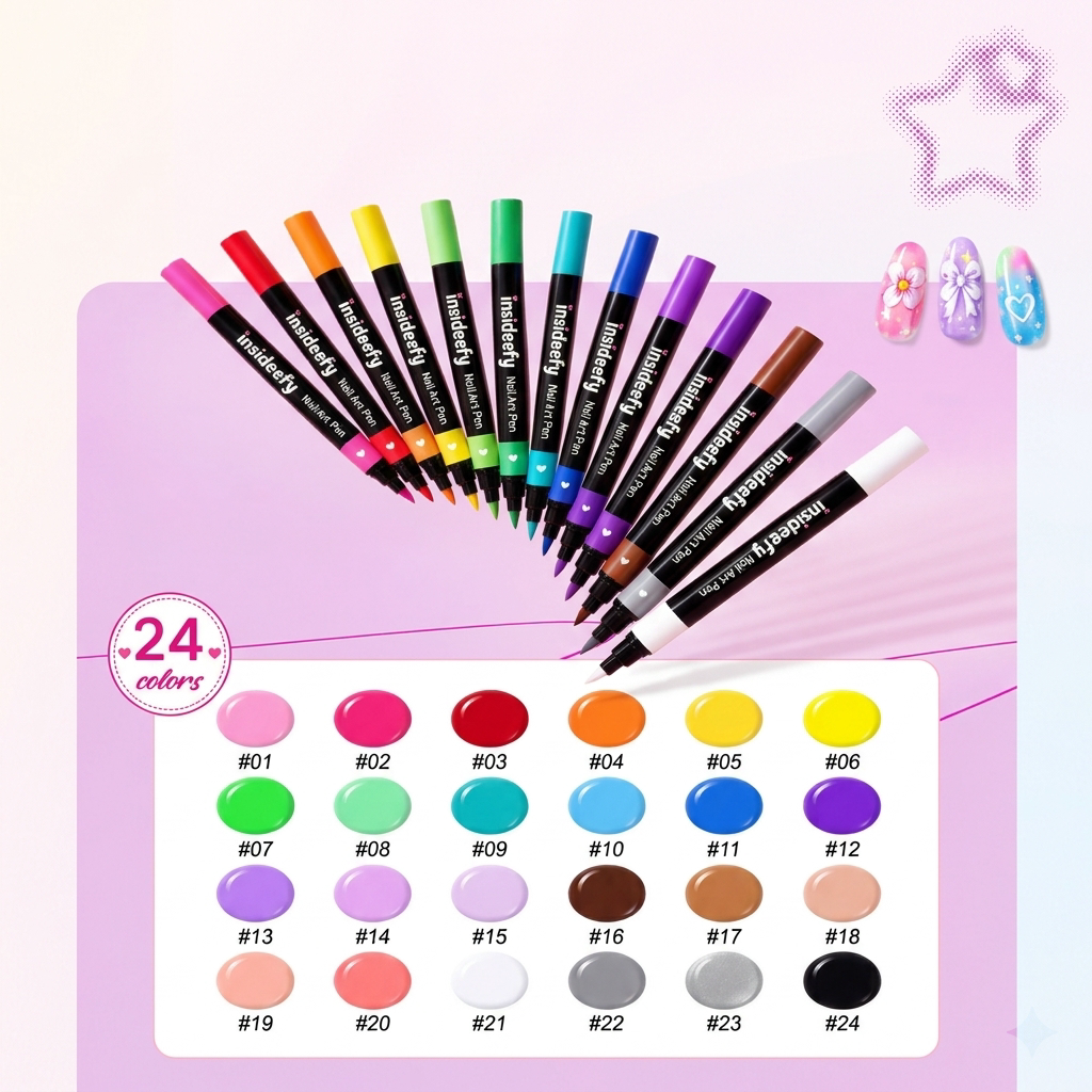 🎉 2026 Sale — Over 25,000 Sold!💅 24‑Colors Dual‑Ended Nail Art Pens‑DIY Manicure Drawing Set 🎨