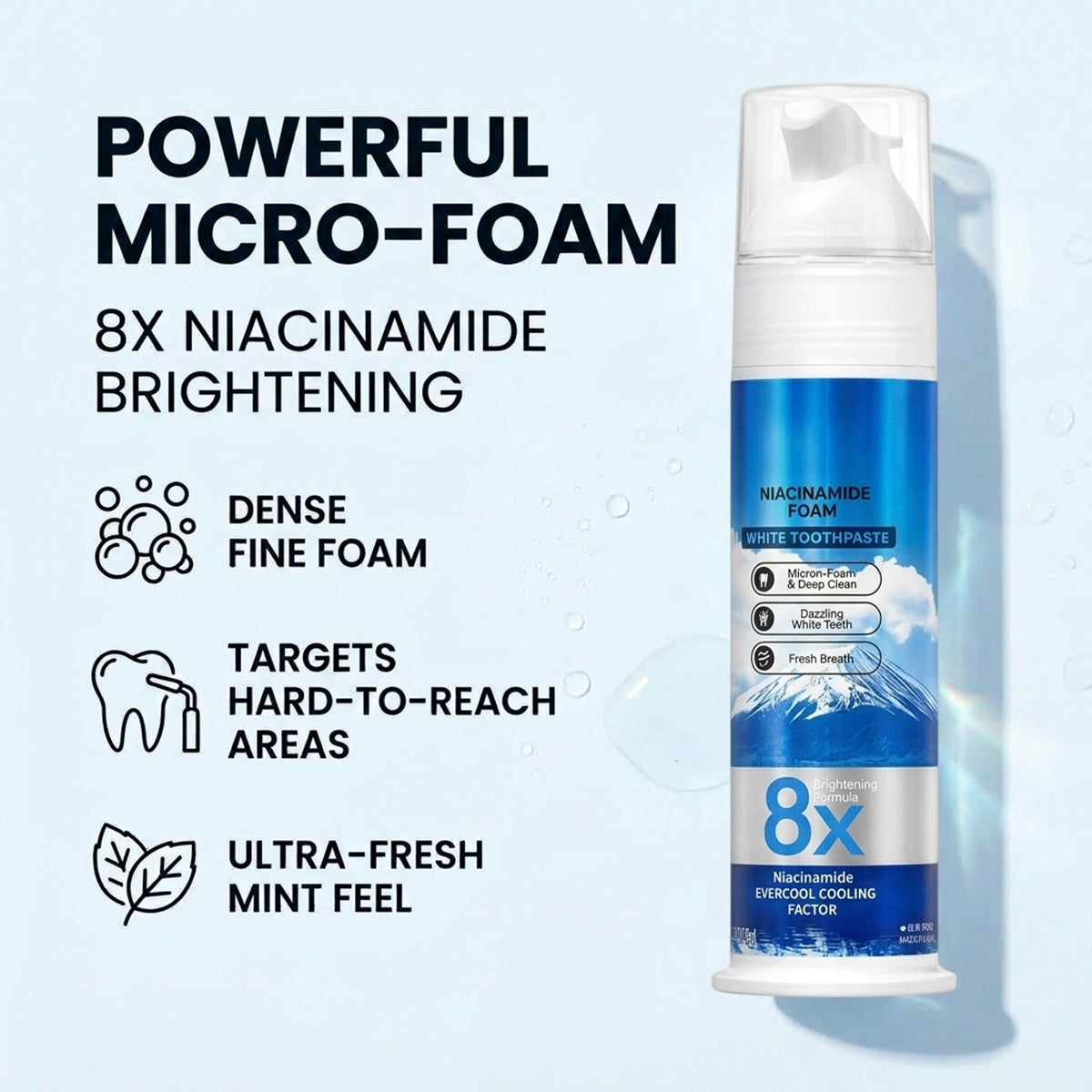 Insideefy"8X NiacinamideFoaming WhiteningToothpaste