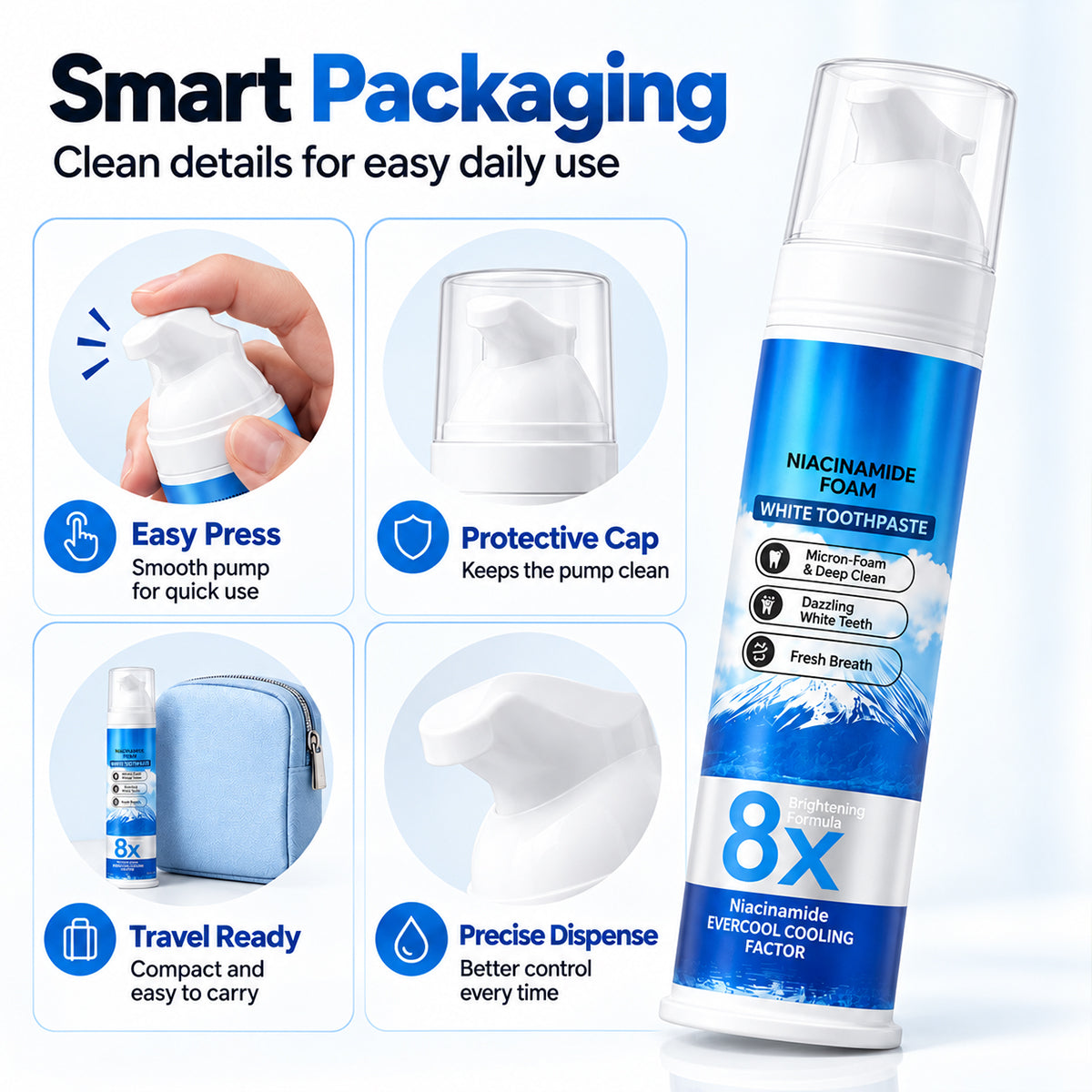 Insideefy"8X NiacinamideFoaming WhiteningToothpaste